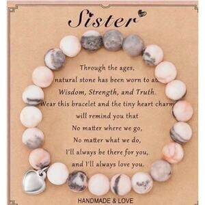 RETAIL $30 Sister Bracelet * Pink Zebra Stone * Inspirational
